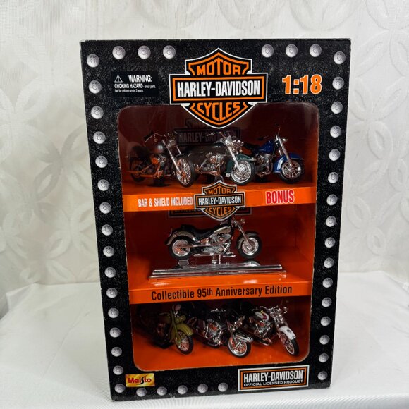 Harley Davidson 7 Piece Collectible 95th Anniversary Edition Die Cast set 1:18 - Picture 1 of 9